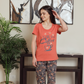 Women's half-sleeve pajamas and patterned shorts