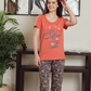 Women's half-sleeve pajamas and patterned shorts