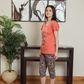 Women's half-sleeve pajamas and patterned shorts