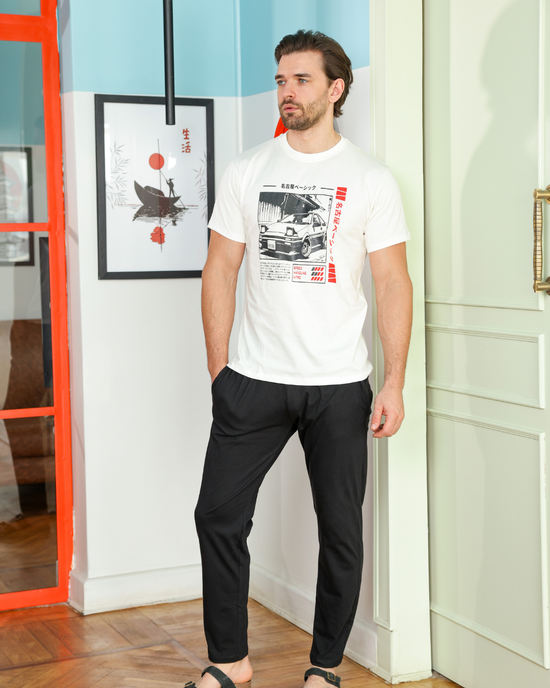 road 86 بيجاما رجالي نص كم و بنطلون