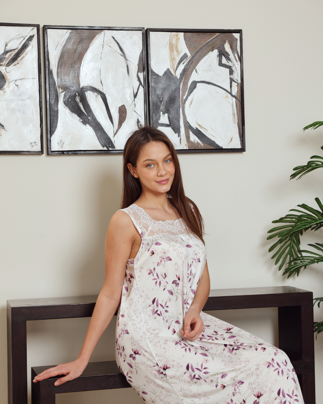 Women's Chanel Tree Branches Printed Night Shirt