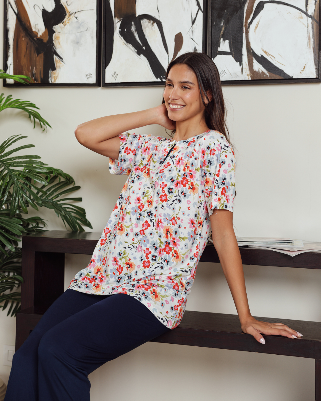 Women's half-sleeved round-neck pajamas