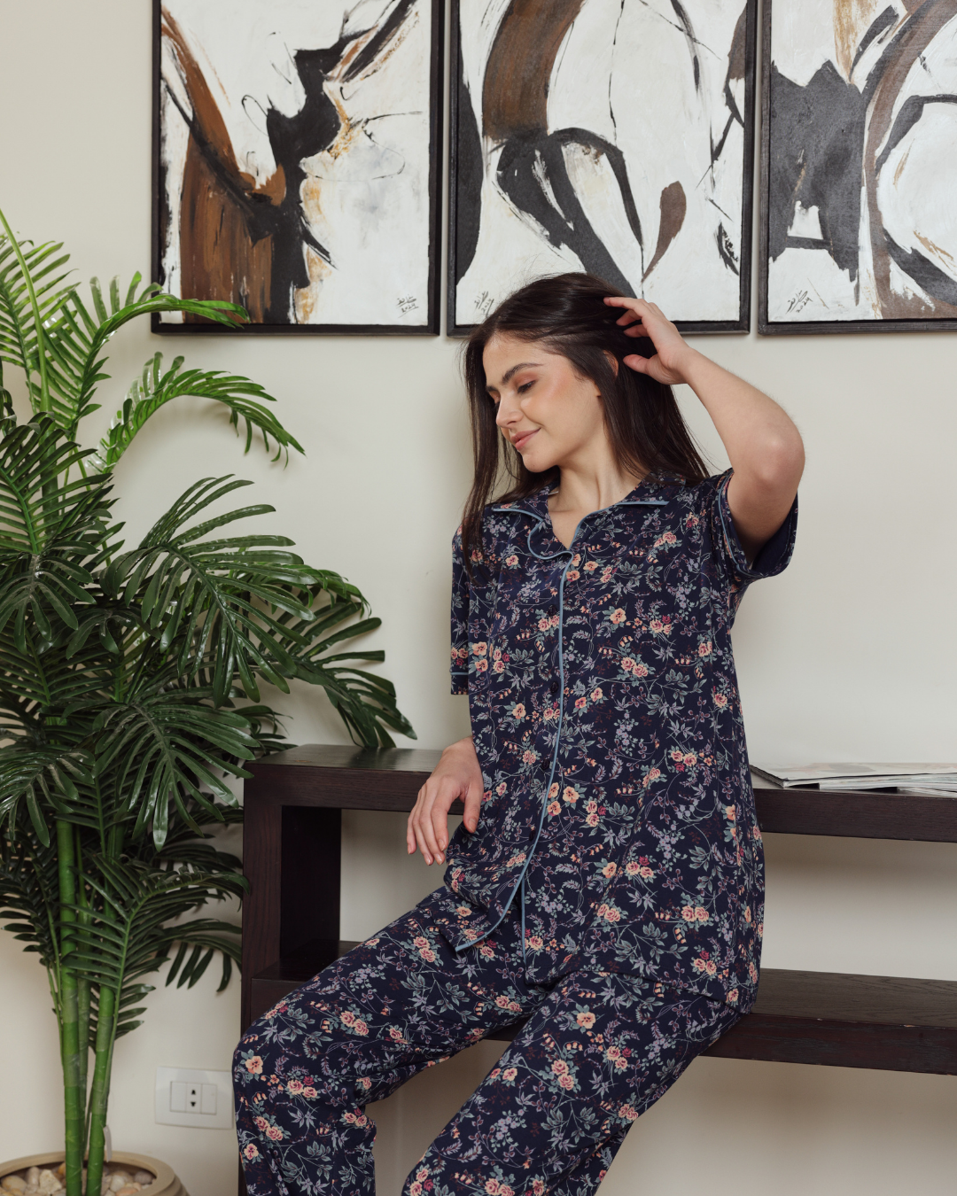 Women's pajamas, classic printed pants