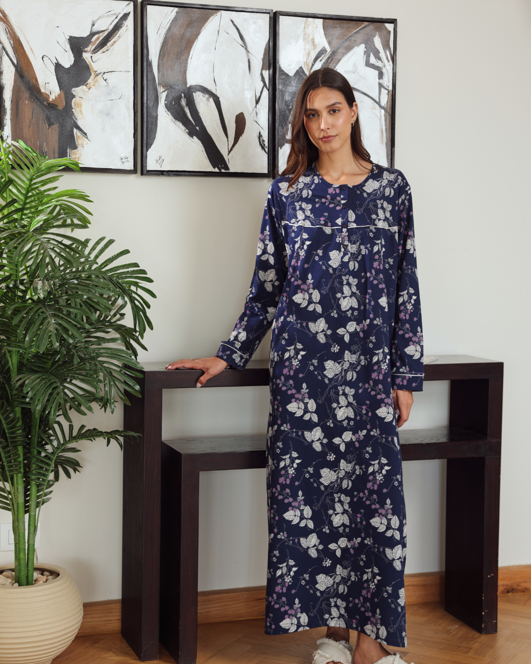 نايت شيرت حريمي بكم مشجر