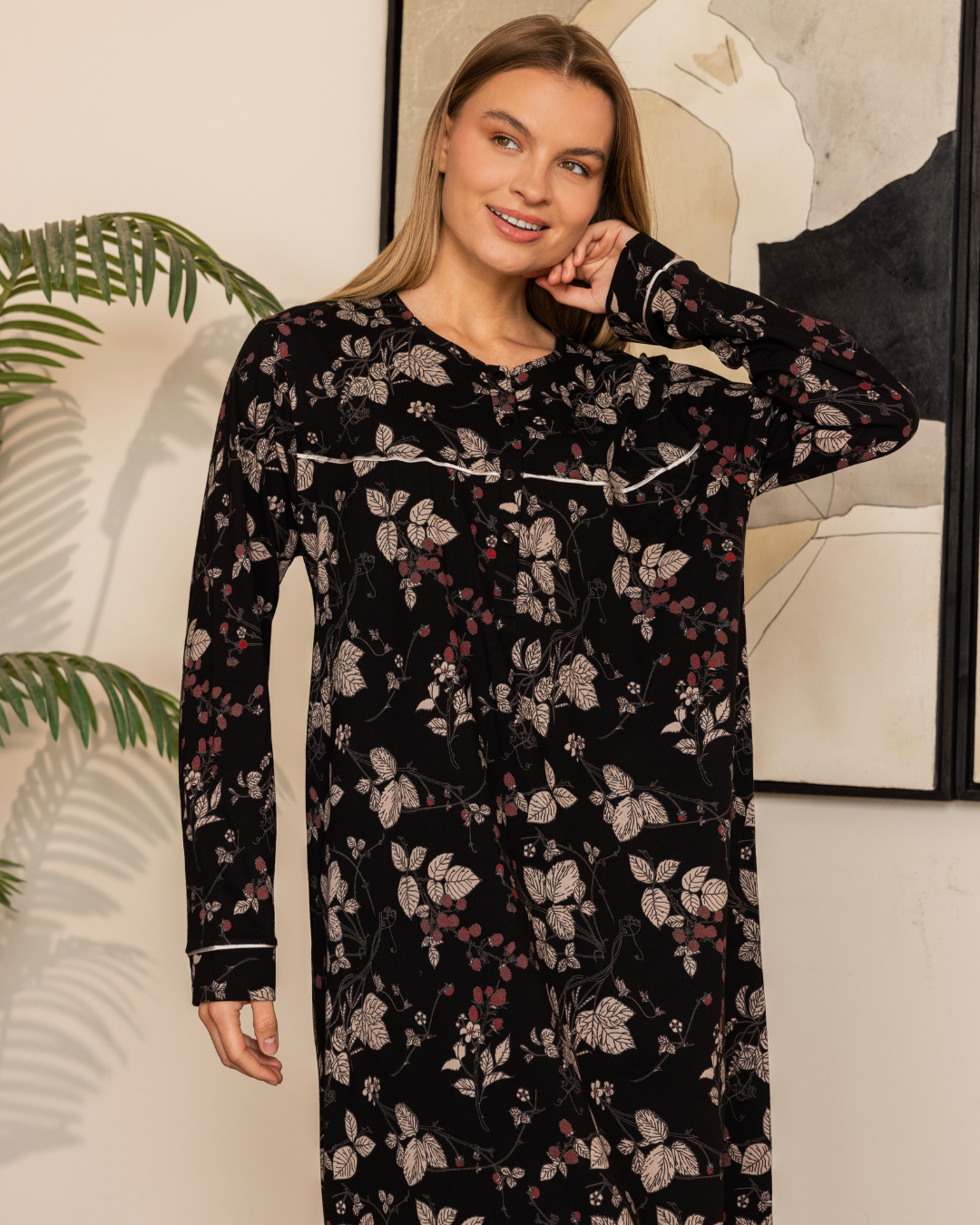 نايت شيرت حريمي بكم مشجر