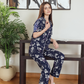 Classic women's pajamas, half sleeves and patterned pants