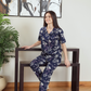 Classic women's pajamas, half sleeves and patterned pants