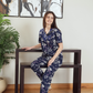 Classic women's pajamas, half sleeves and patterned pants