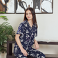 Classic women's pajamas, half sleeves and patterned pants