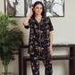 Classic women's pajamas, half sleeves and patterned pants