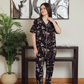 Classic women's pajamas, half sleeves and patterned pants