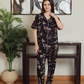 Classic women's pajamas, half sleeves and patterned pants