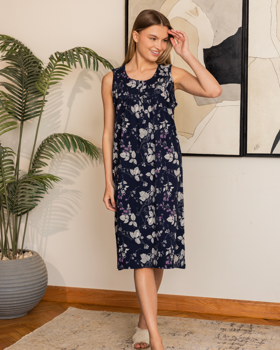 Women's short-sleeved printed night shirt