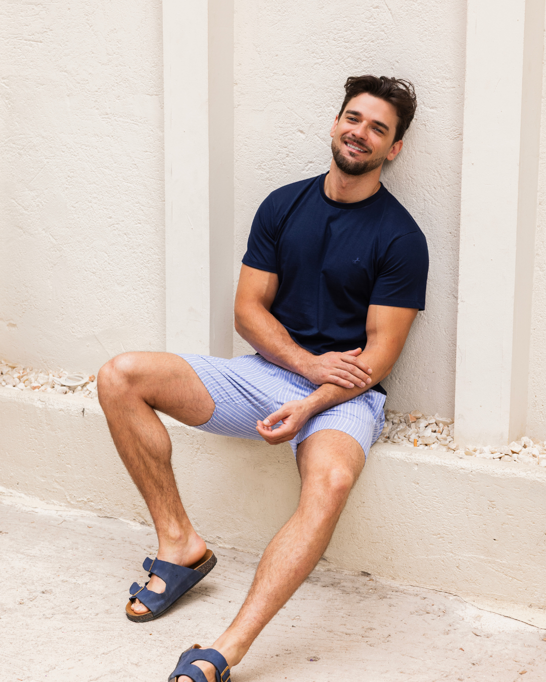 بيجاما رجالي نص كم و بنطلون تطريز حصان قلم رفيع