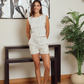 Women's pajamas, striped top and shorts