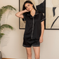 Women's satin pajamas, half sleeves, and plain classic shorts