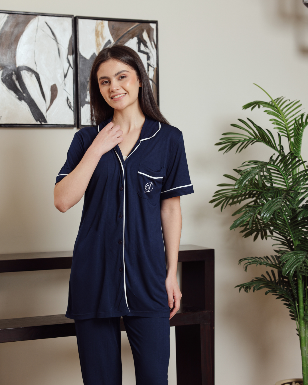 Women's classic plain half-sleeve pajamas