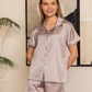 Women's satin pajamas, half sleeves, and plain classic shorts