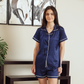 Women's satin pajamas, half sleeves, and plain classic shorts
