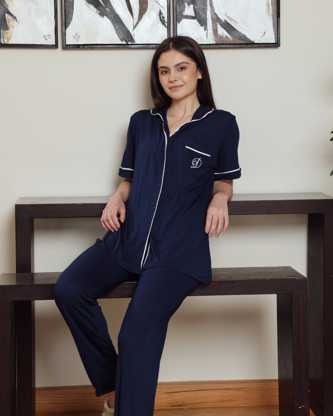 Women's classic plain half-sleeve pajamas