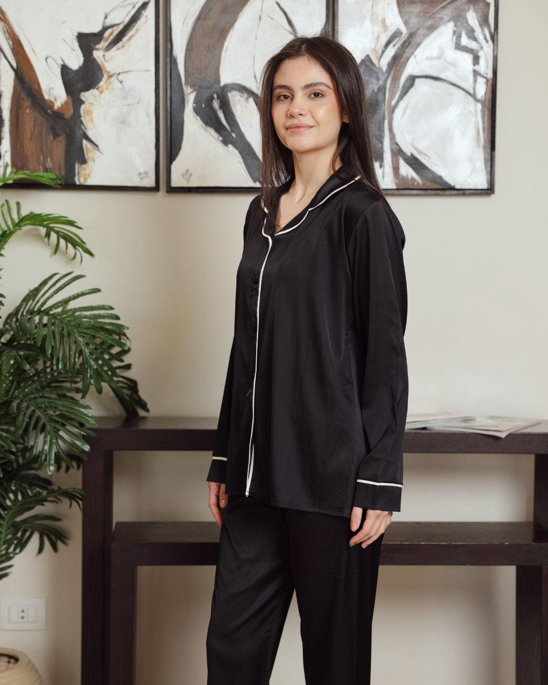 بيجاما حريمي ستان  و بنطلون كلاسيك سادة