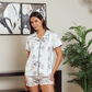 Women's satin pajamas and classic shorts printed with tree branches