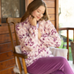 Boho Tribal Women's Pajamas Zippered Fur Jacket and Cotton Velor Pants