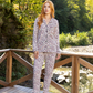 Brushes Women's pajamas with printed cotton velor buttons