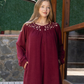 Flowers Embroidery Women's Long Sleeve Jalabiya