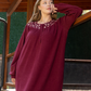 Flowers Embroidery Women's Long Sleeve Jalabiya