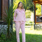 Pink Plaid women's pajamas with buttons