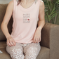 Women's pajamas, a wide shoulder, pyromuda trousers, printing a small heart