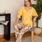 Women's pajamas, four km long trousers, tree paper printing