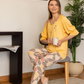 Women's pajamas, four km long trousers, tree paper printing