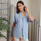 Women pajamas 3 pieces wide shoulder, long trousers, a short, a long sleeve print, branches of tree