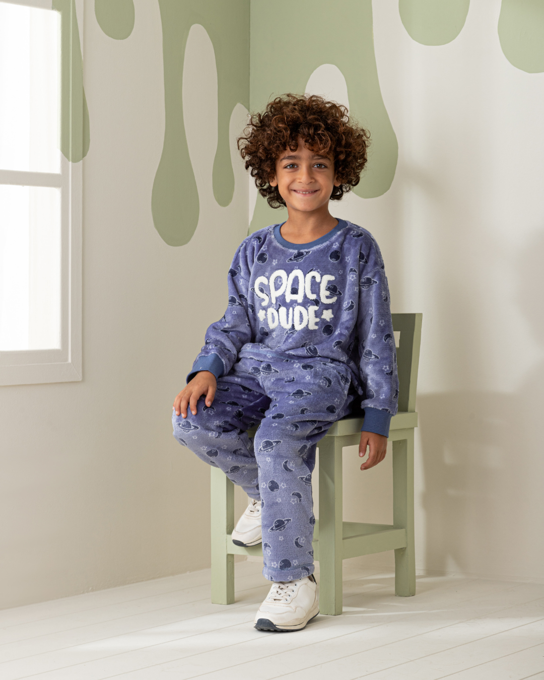 Space Dude boys' sleeveless pajamas and printed polar pants