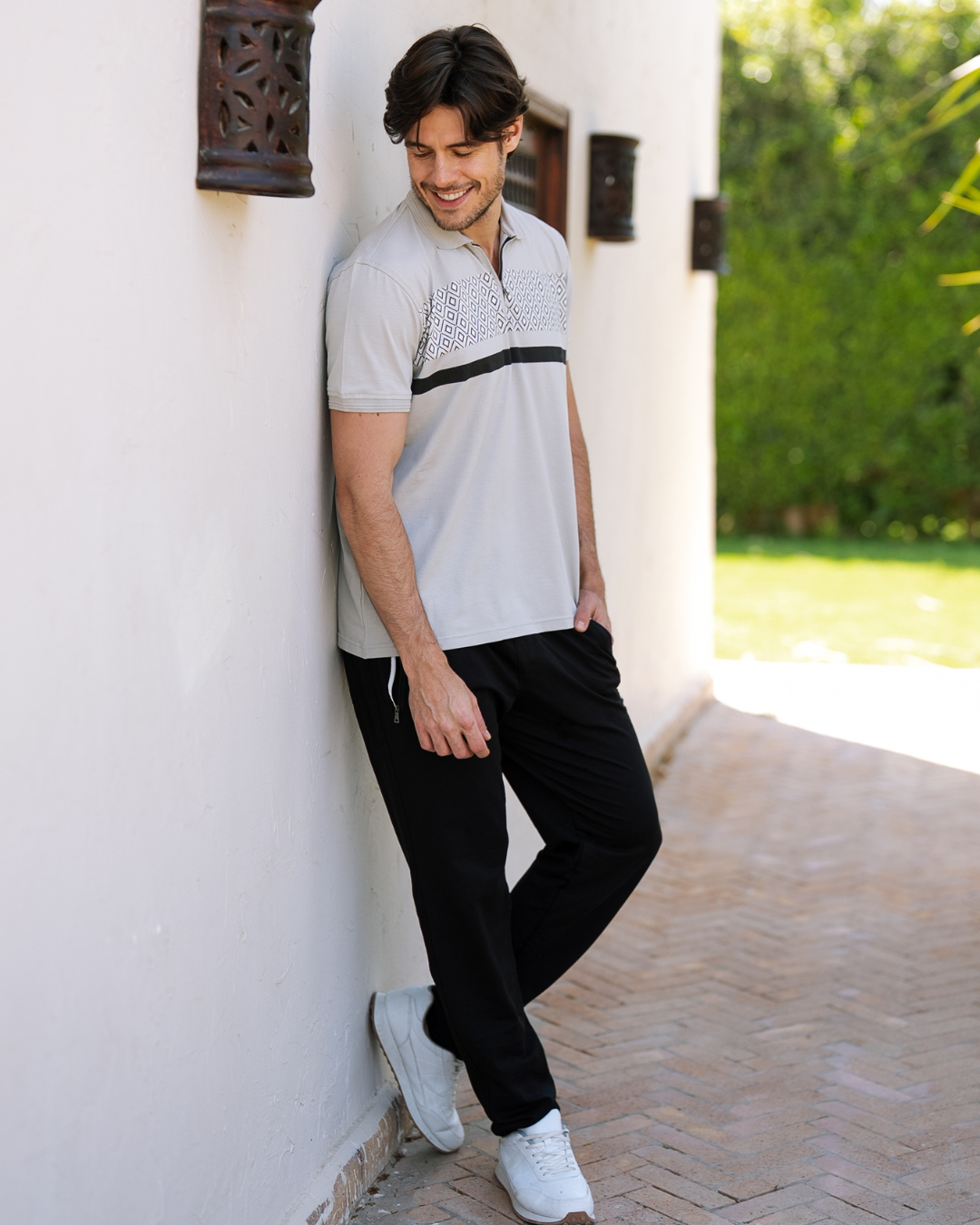 Black line بيجاما رجالي نص سوستة نص كم و بنطلون