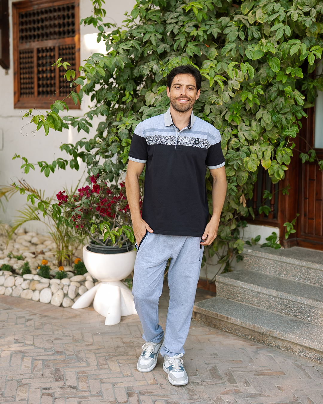 Little striped بيجاما رجالي نص كم بياقة و بنطلون