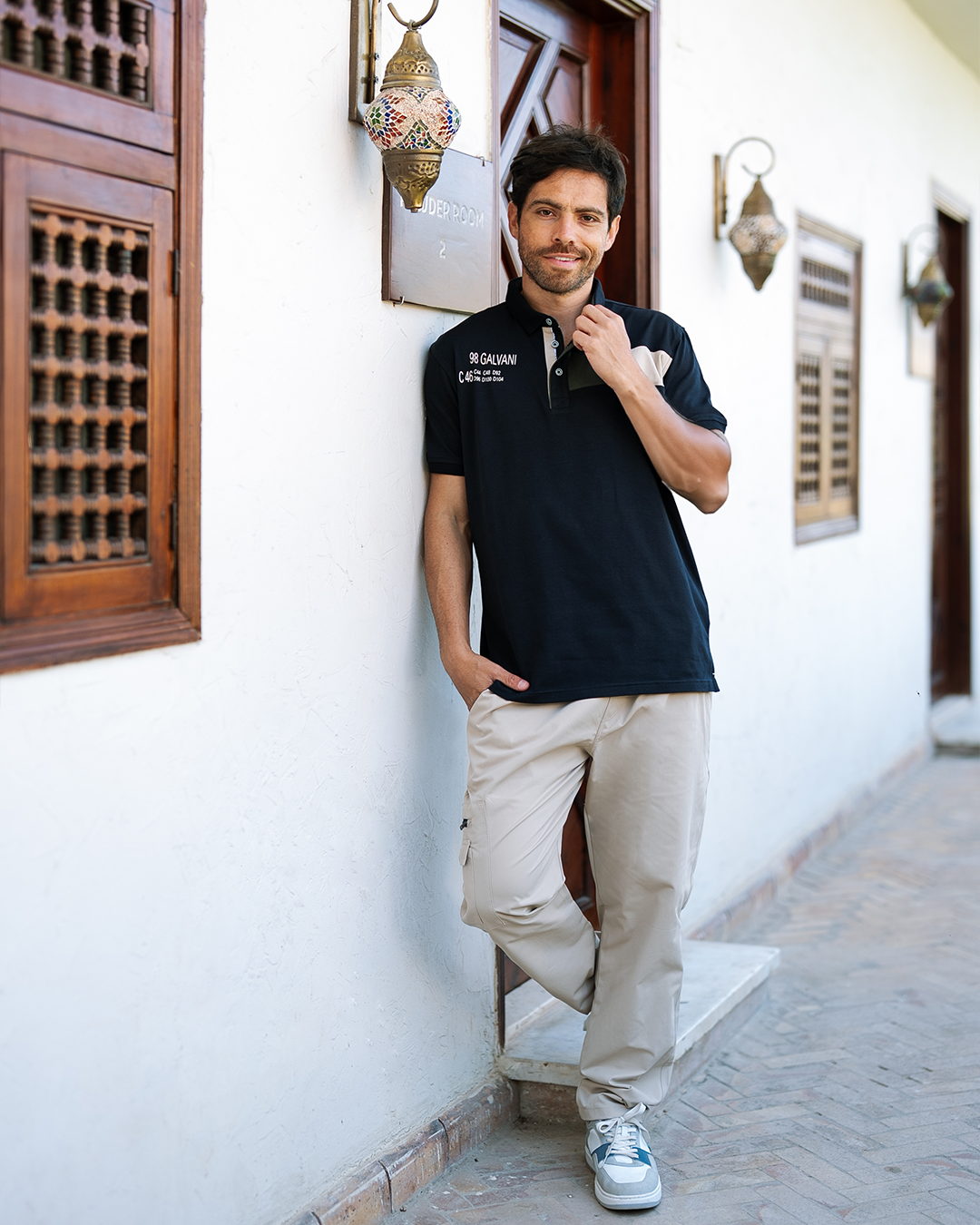 98 Galvani بيجاما رجالي نص كم بياقة و بنطلون