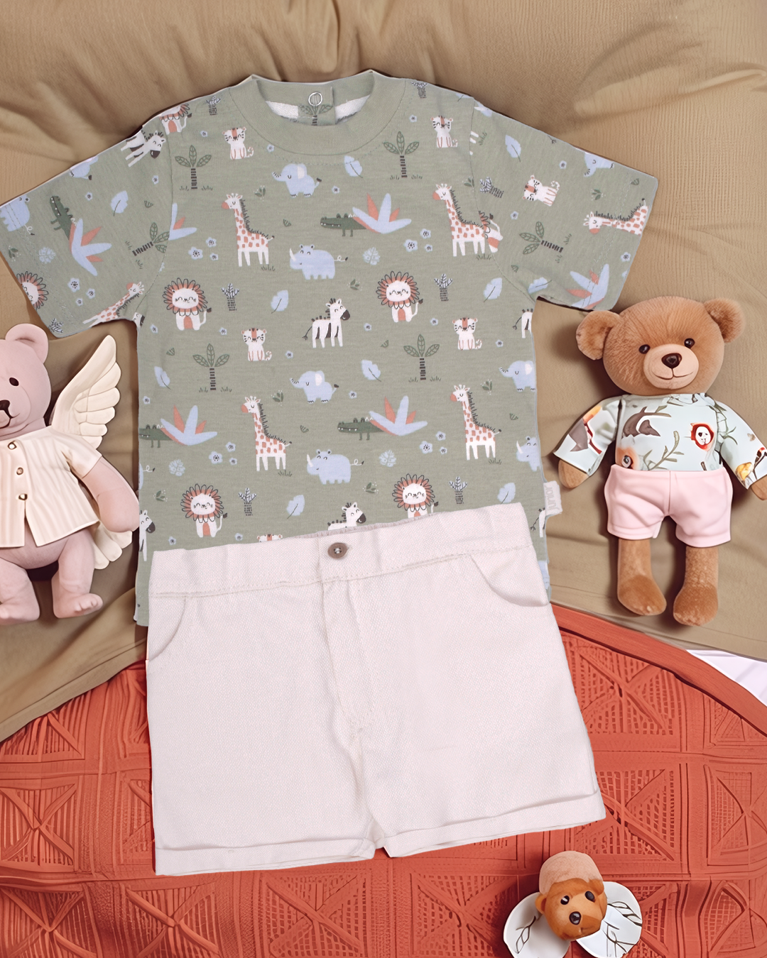 Happy Jungle بيجاما اولادي تيشيرت و شورت مطبوع