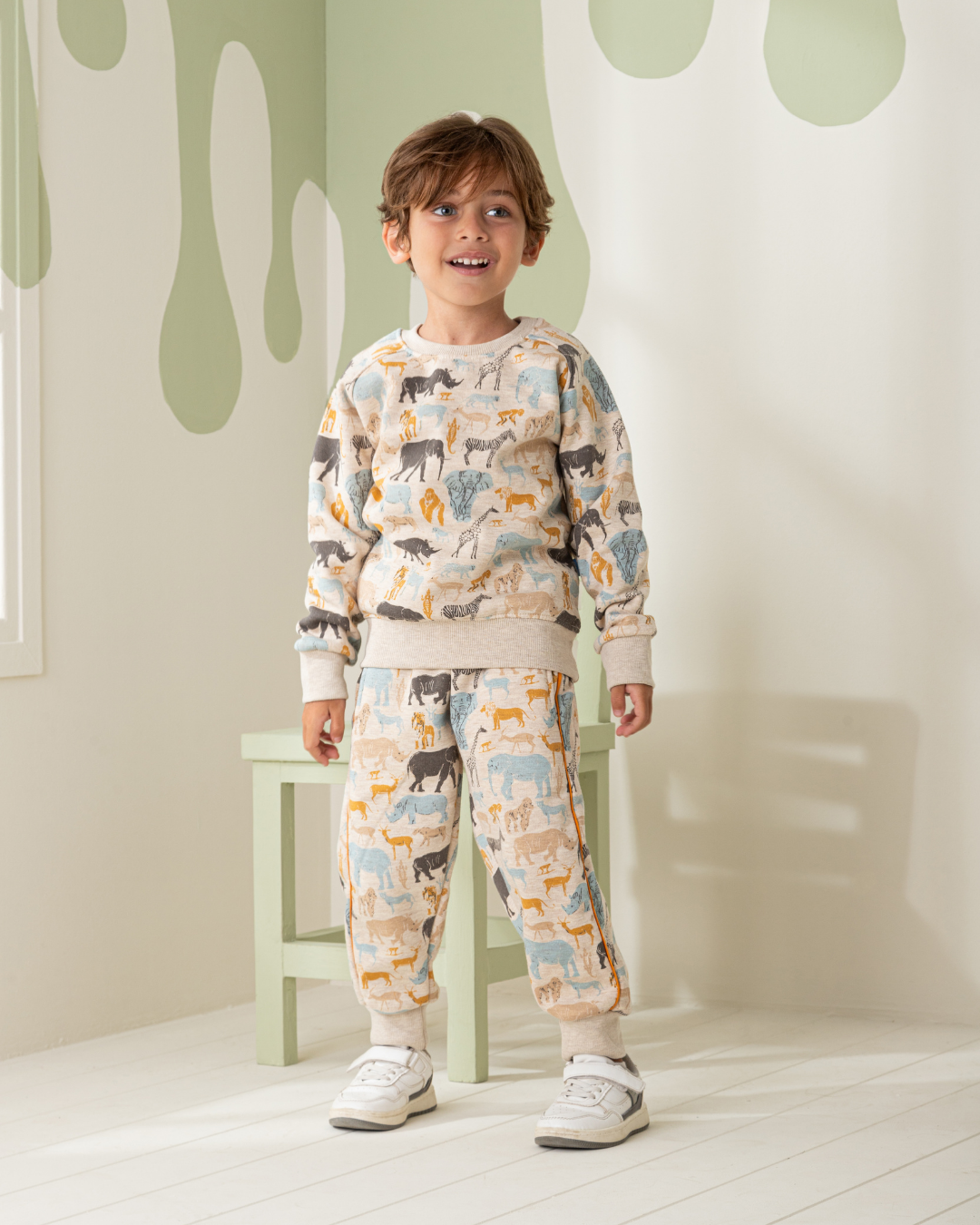 Zoo Animals Boys' Melton Cotton Pajamas