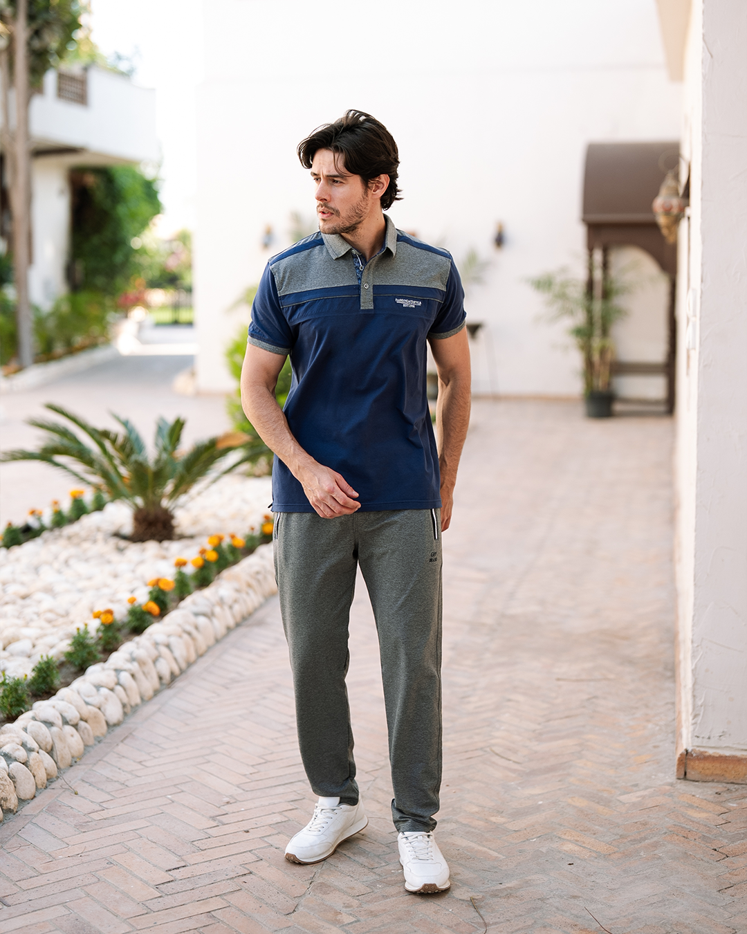 Fashion Jack style بيجاما رجالي نص كم بياقة و بنطلون