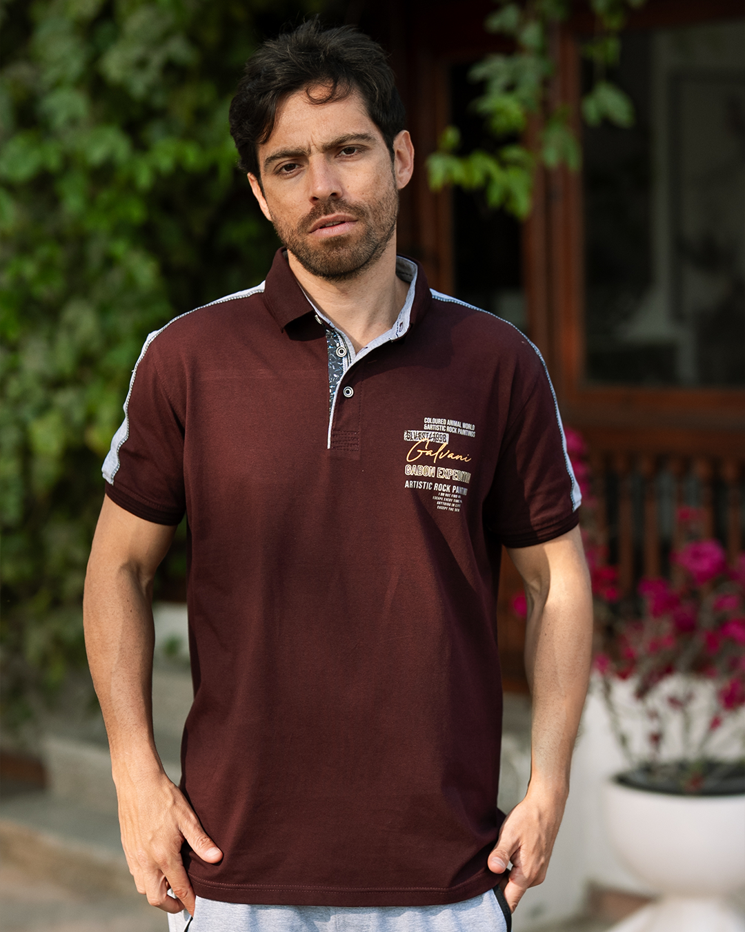 Gabon exbidition بيجاما رجالي نص كم بياقة و بنطلون