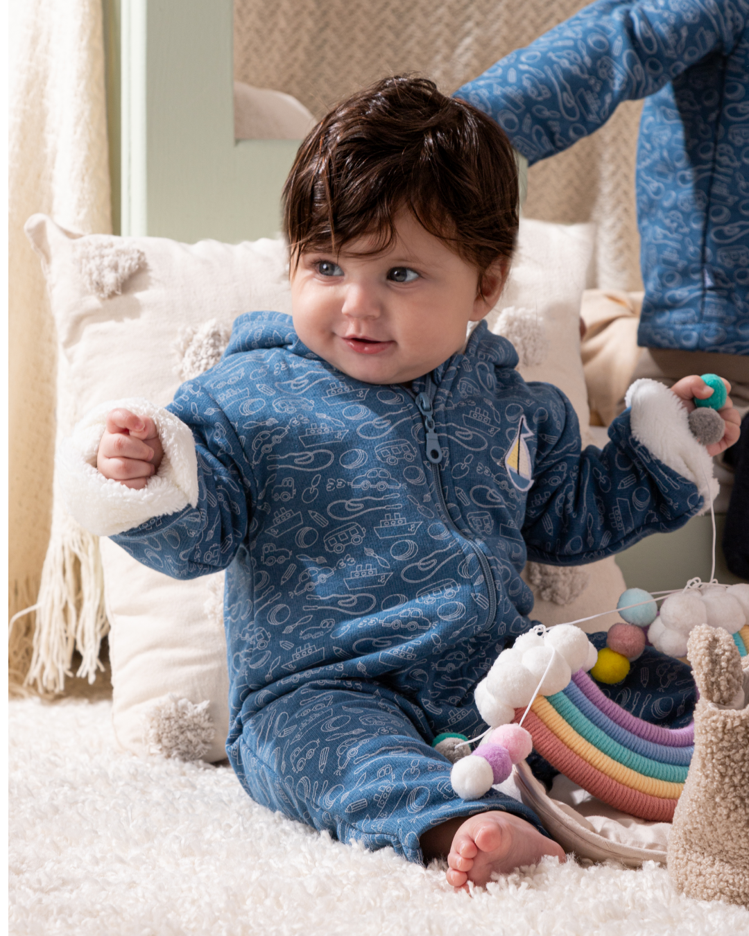 Break the rules baby jumpsuit with printed hood