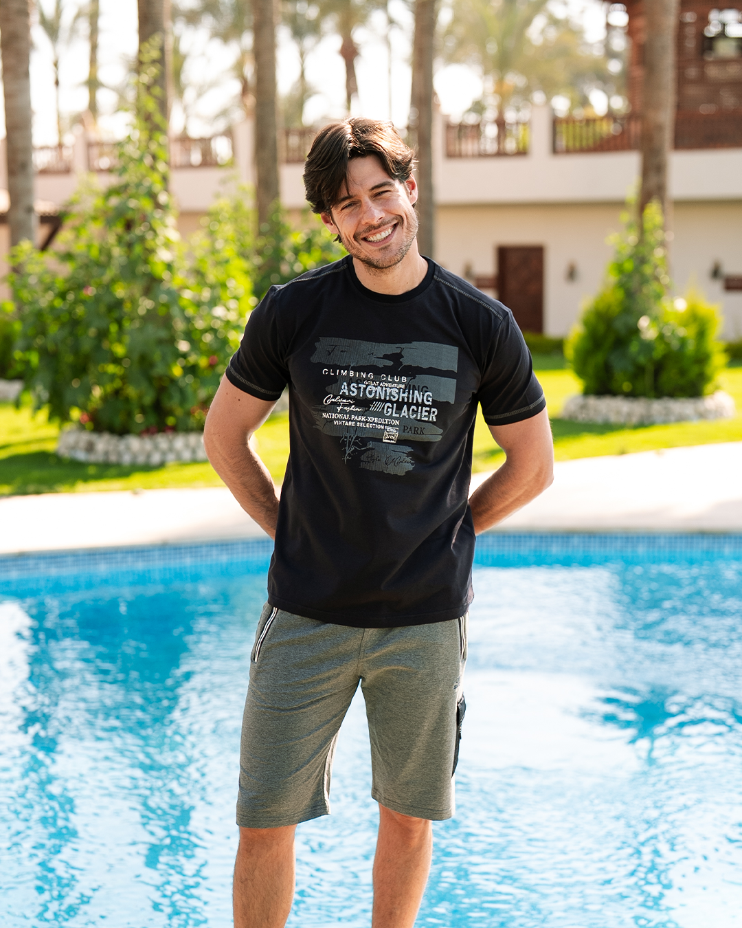 Climbing Club Men's pajamas text, how much and shorts