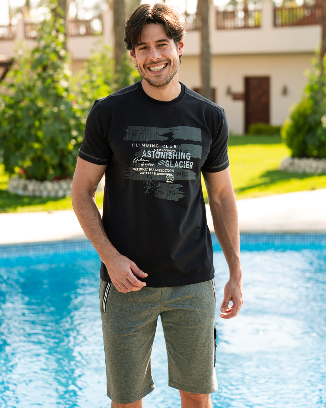 Climbing Club Men's pajamas text, how much and shorts