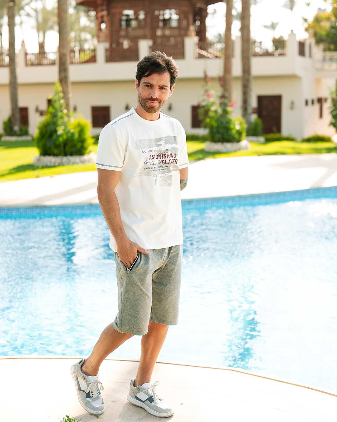 Climbing Club Men's pajamas text, how much and shorts