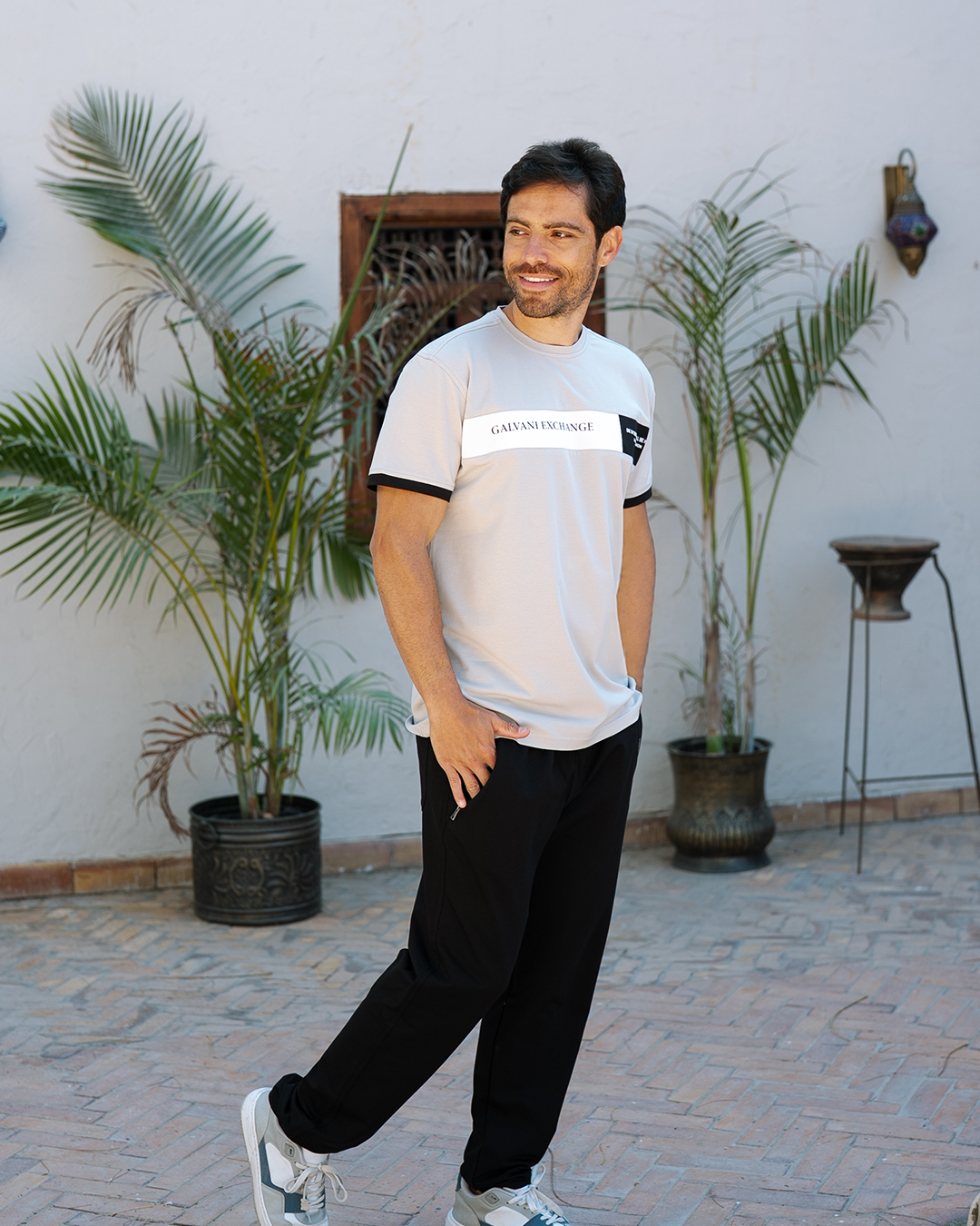 Exchang Men's pajamas text sleeve and trousers