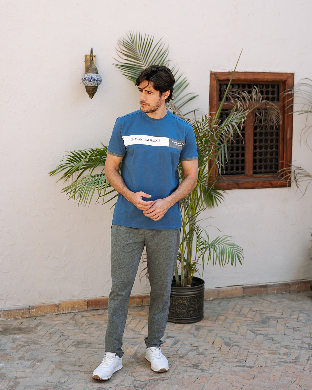 Exchang Men's pajamas text sleeve and trousers