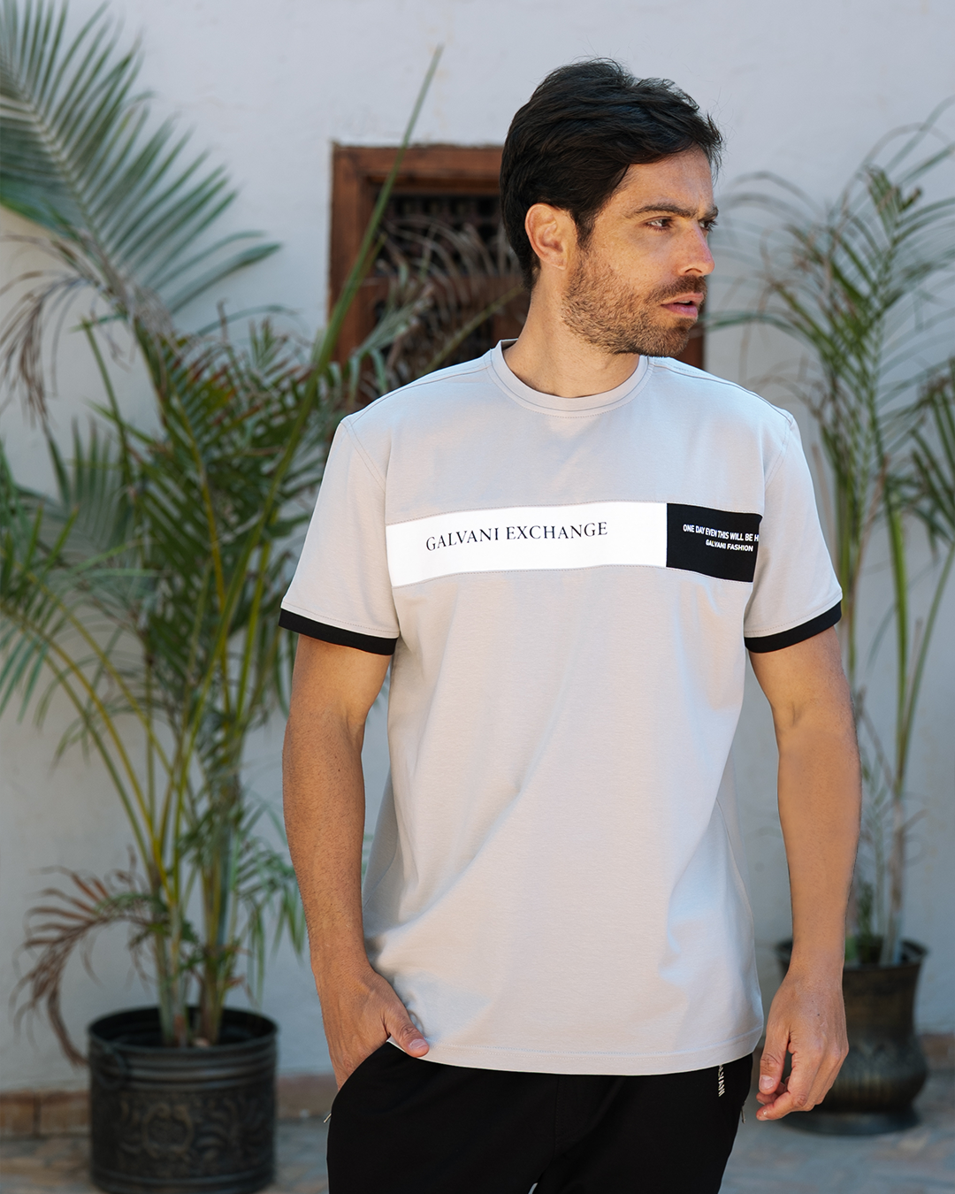 Exchang Men's pajamas text sleeve and trousers